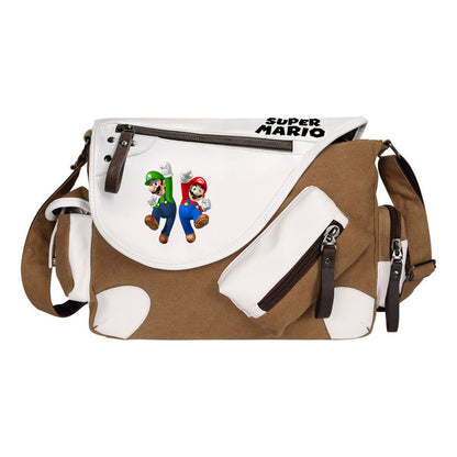 Super Mario Youth Student School Bag Canvas Shoulder Bag Casual Straddle Backpack