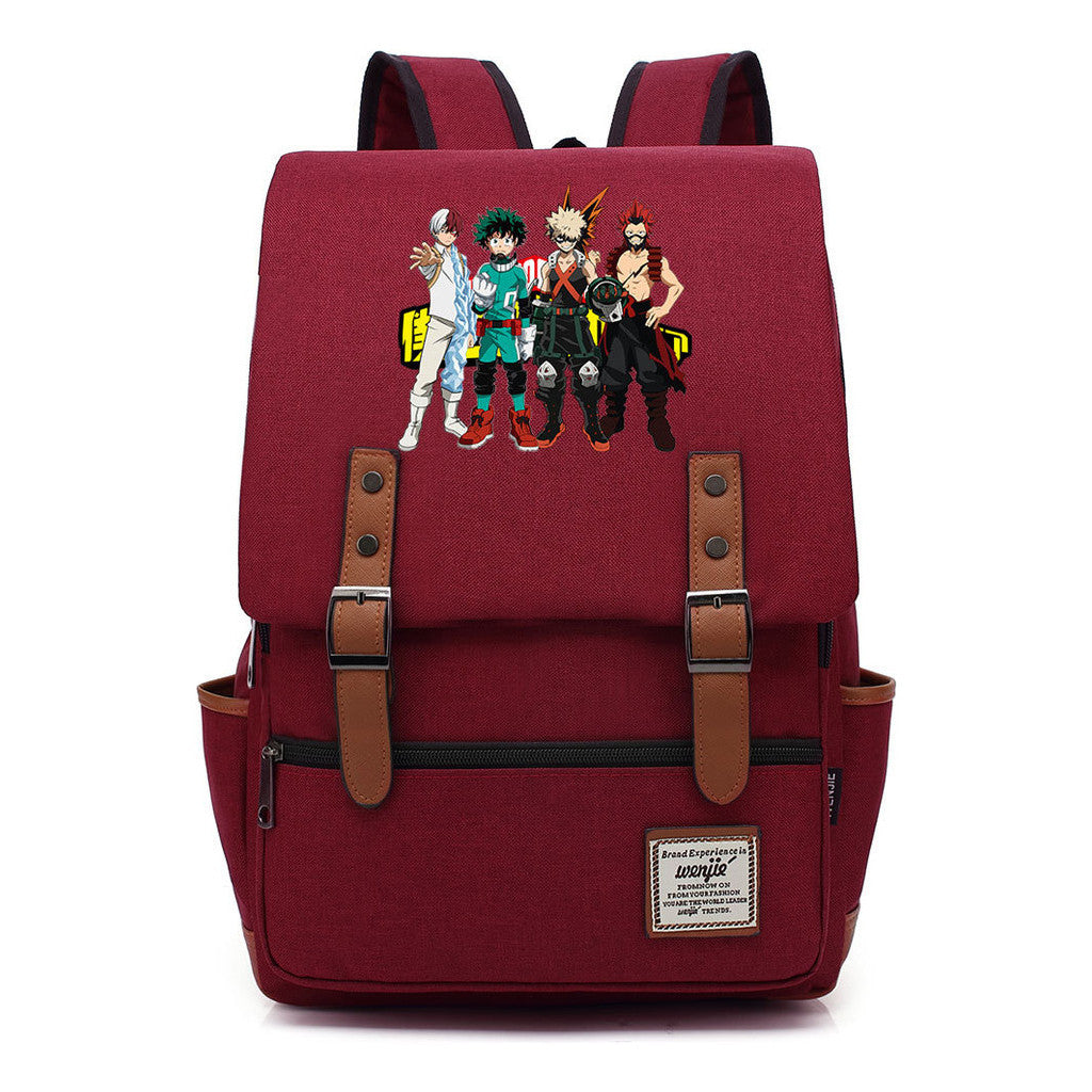 Anime My Heroes Academy Printed Youth Student Backpack Men's And Women's Leisure Belt Buckle Classic Backpack