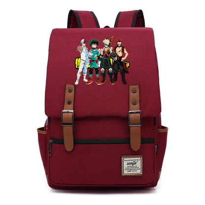 Anime My Heroes Academy Printed Youth Student Backpack Men's And Women's Leisure Belt Buckle Classic Backpack