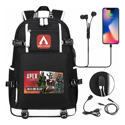 Game Apex Hero Print Usb Large Capacity Youth Student School Bag Men's And Women's Leisure Travel Backpack