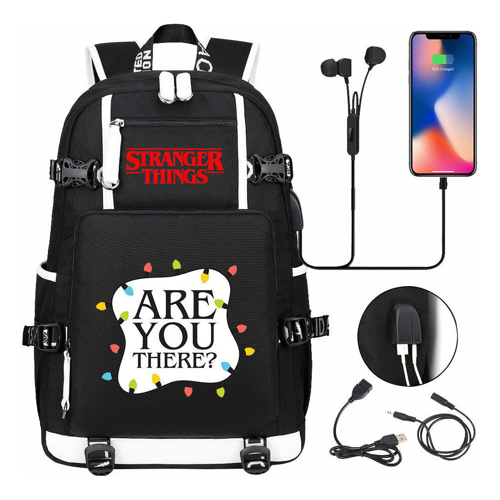Strange Story Printed Usb Youth Student Backpack For Men And Women's Leisure Travel Backpack