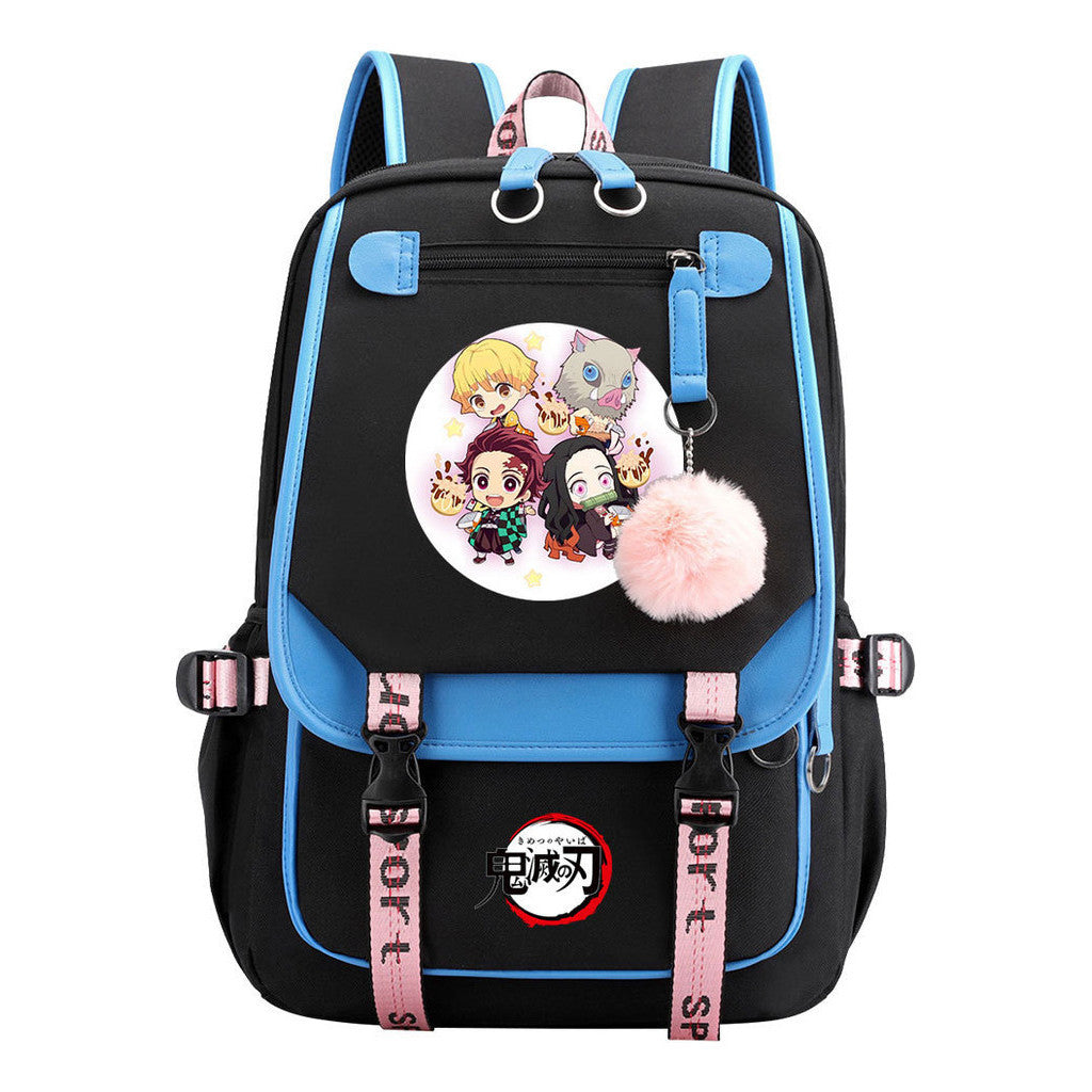 Cartoon Fashion Usb Student Backpack With Casual Woven Strap Flip Back Backpack