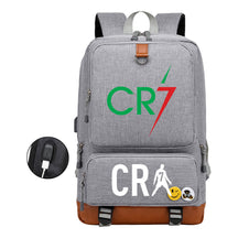 Football Star Cristiano Ronaldo Printed Usb Youth Student Backpack For Leisure Travel Backpack
