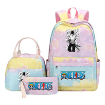 Cartoon Pirate King Youth Student Girls School Bag Lunch Bag Three Piece Set Backpack Set