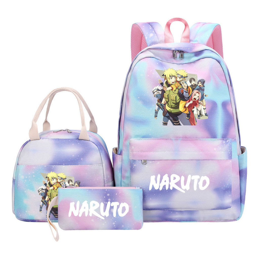 Naruto Teenage Student Girls School Bag Lunch Bag Three Piece Set Backpack Set