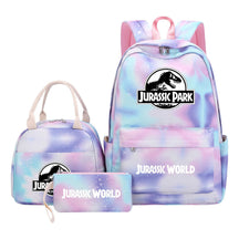 Jurassic Park Dinosaur Youth Student Girls School Bag Lunch Bag Three Piece Set Backpack Set