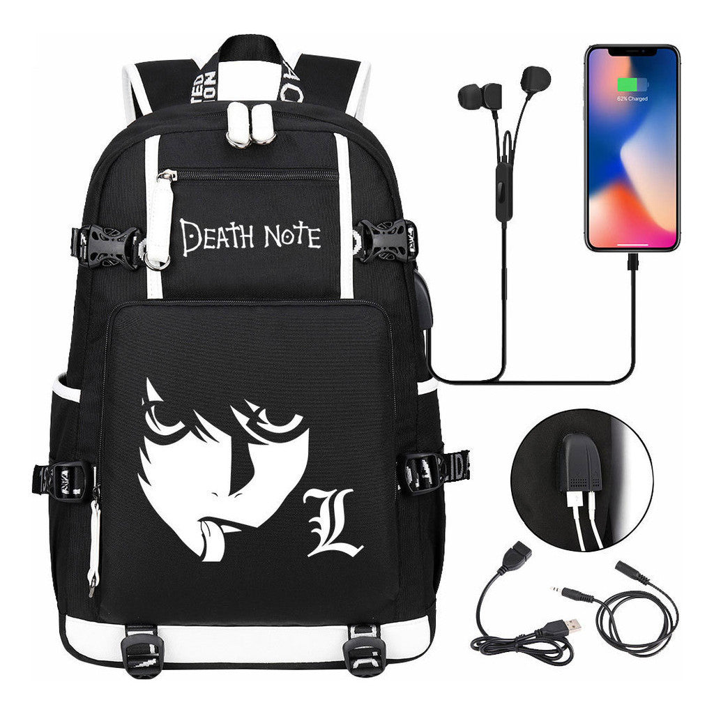 Death Note Usb Large Capacity Youth Student Backpack For Boys And Girls Leisure Travel Backpack