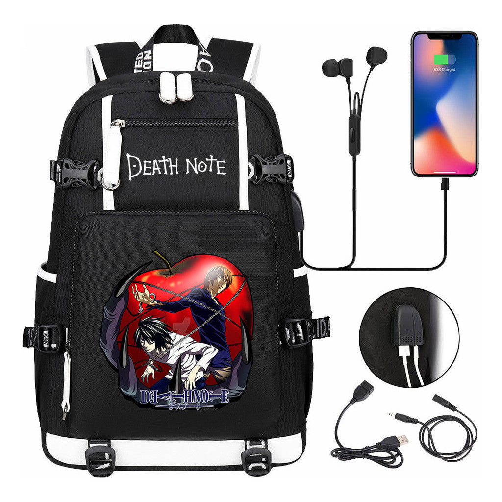 Death Note Usb Large Capacity Youth Student Backpack Men's And Women's Leisure Travel Backpack