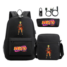 Naruto Usb Password Lock Youth Student Backpack Three Piece Set Backpack Set