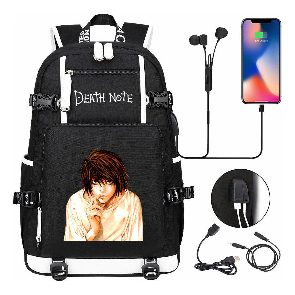 Death Note Usb Large Capacity Youth Student Backpack Men's And Women's Leisure Travel Backpack