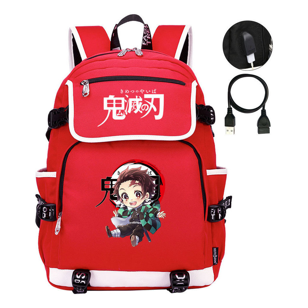 Anime Cartoon Usb Youth Student Backpack For Men And Women Leisure Backpack