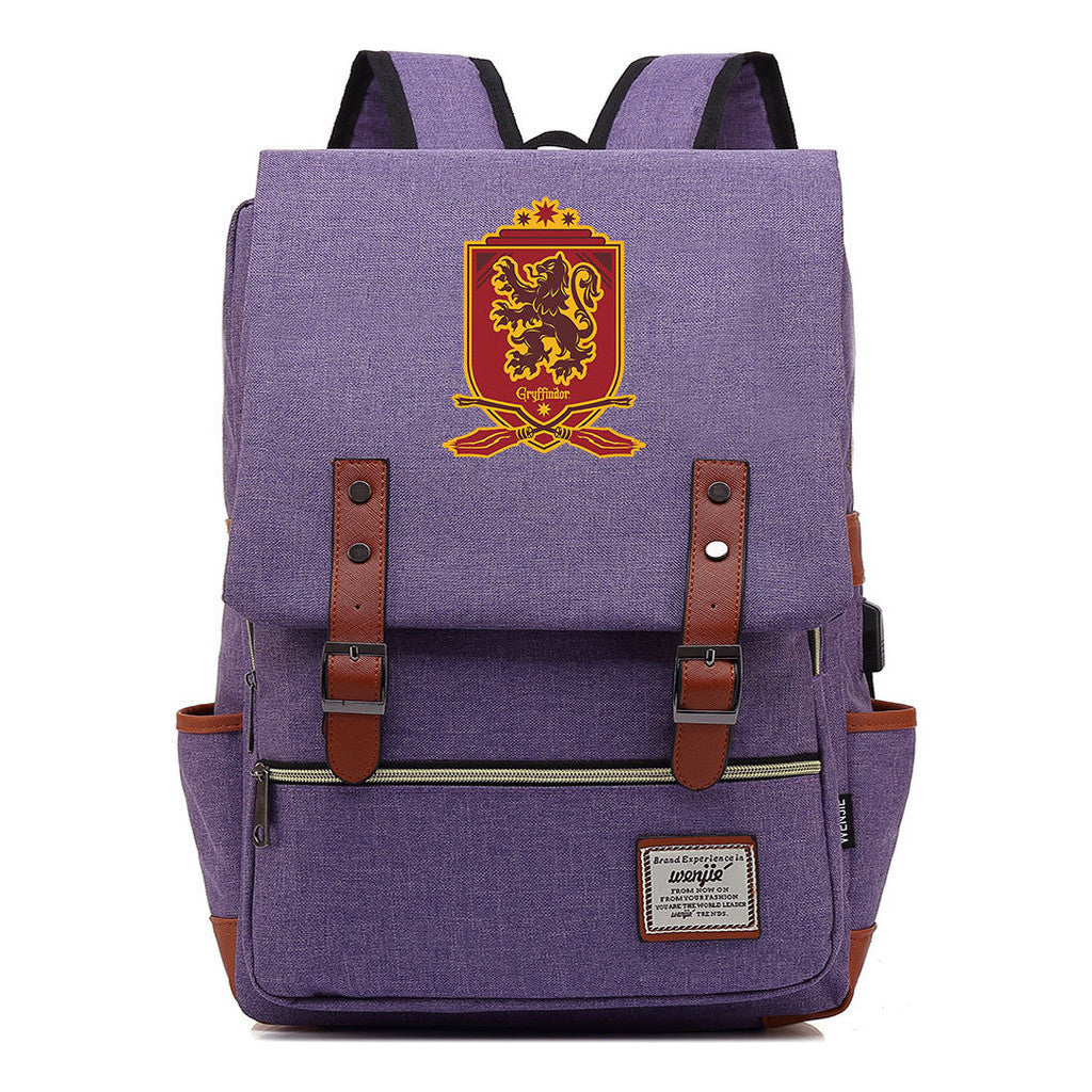 School Of Witchcraft And Wizardry Youth Backpack Usb Leisure Belt Buckle Backpack