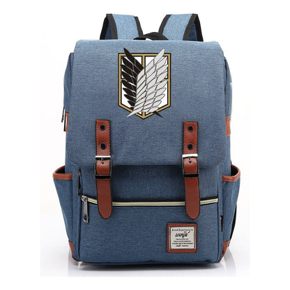 The Giant Of Manga Attack Printed Teenage Student Backpack For Men And Women With Casual Belt Buckle Classic Backpack 38*27*12.5cm