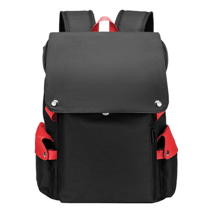 Color Blocking Usb Charging Cover Head Style Youth Student Backpack Backpack