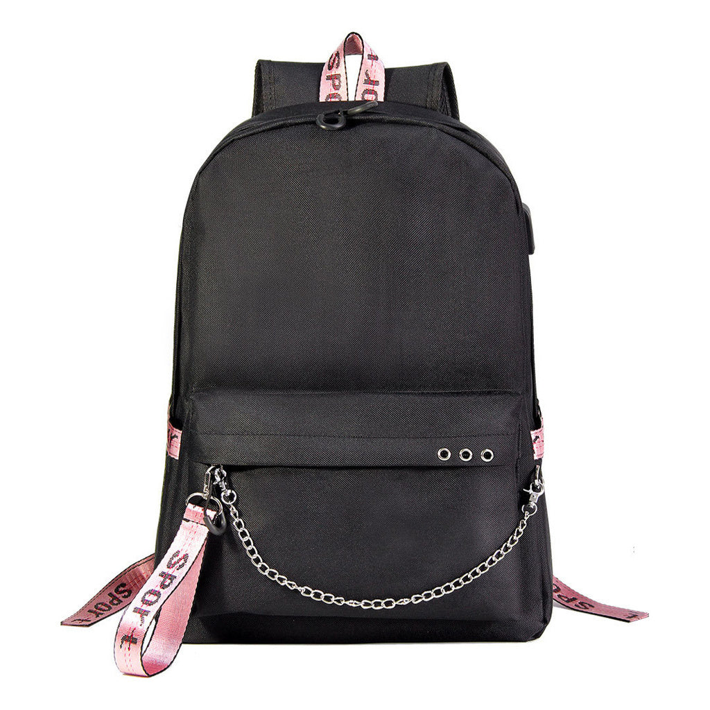 Usb Student Backpack With Men's And Women's Casual Woven Straps Backpack