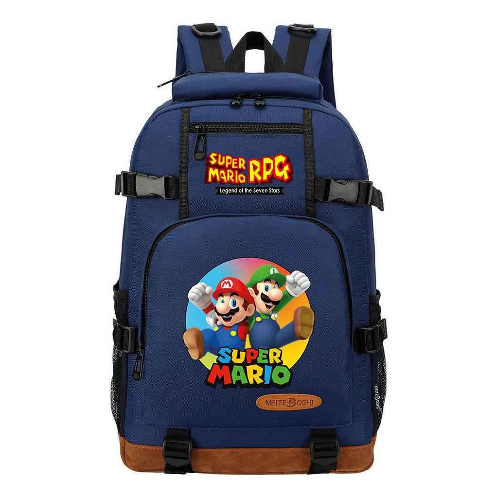 Super Mario Printed Teenage Student Backpack For Men And Women's Leisure Travel Backpack