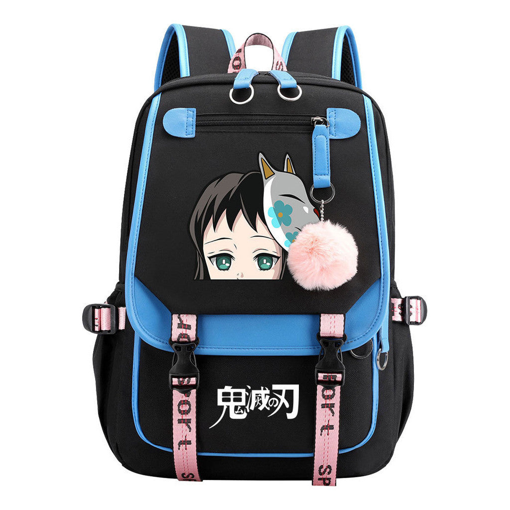 Cartoon Fashion Usb Youth Student Backpack Boy's And Girl's Leisure Ribbon Flip Backpack