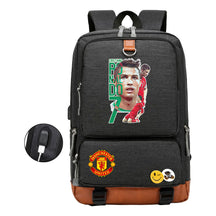 Football Star Cristiano Ronaldo Printed Usb Student Backpack For Leisure Travel Backpack