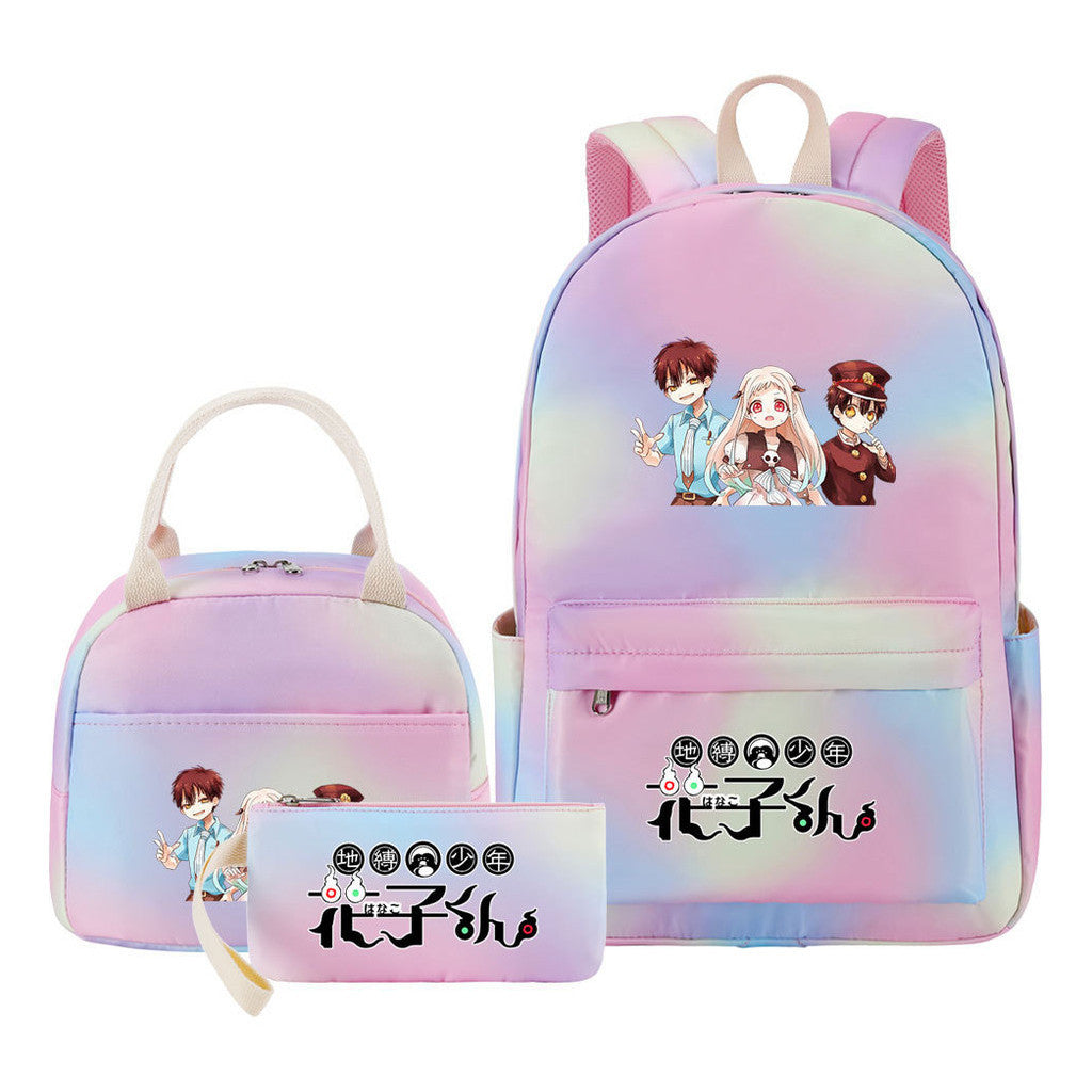 Ground Bound Youth Huazijun Student Girls School Bag Lunch Bag Three Piece Set Backpack Set