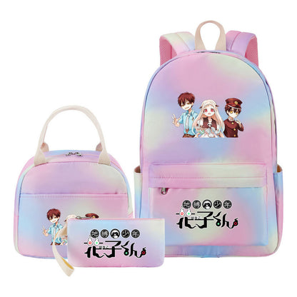 Ground Bound Youth Huazijun Student Girls School Bag Lunch Bag Three Piece Set Backpack Set