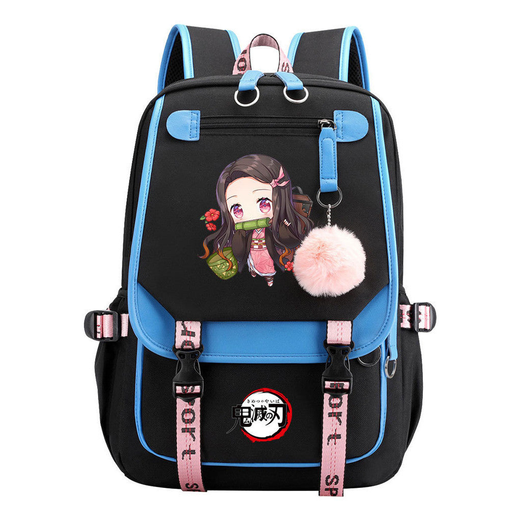 Comic Cartoon Fashion Usb Youth Student Backpack With Casual Woven Strap Flip Back Backpack
