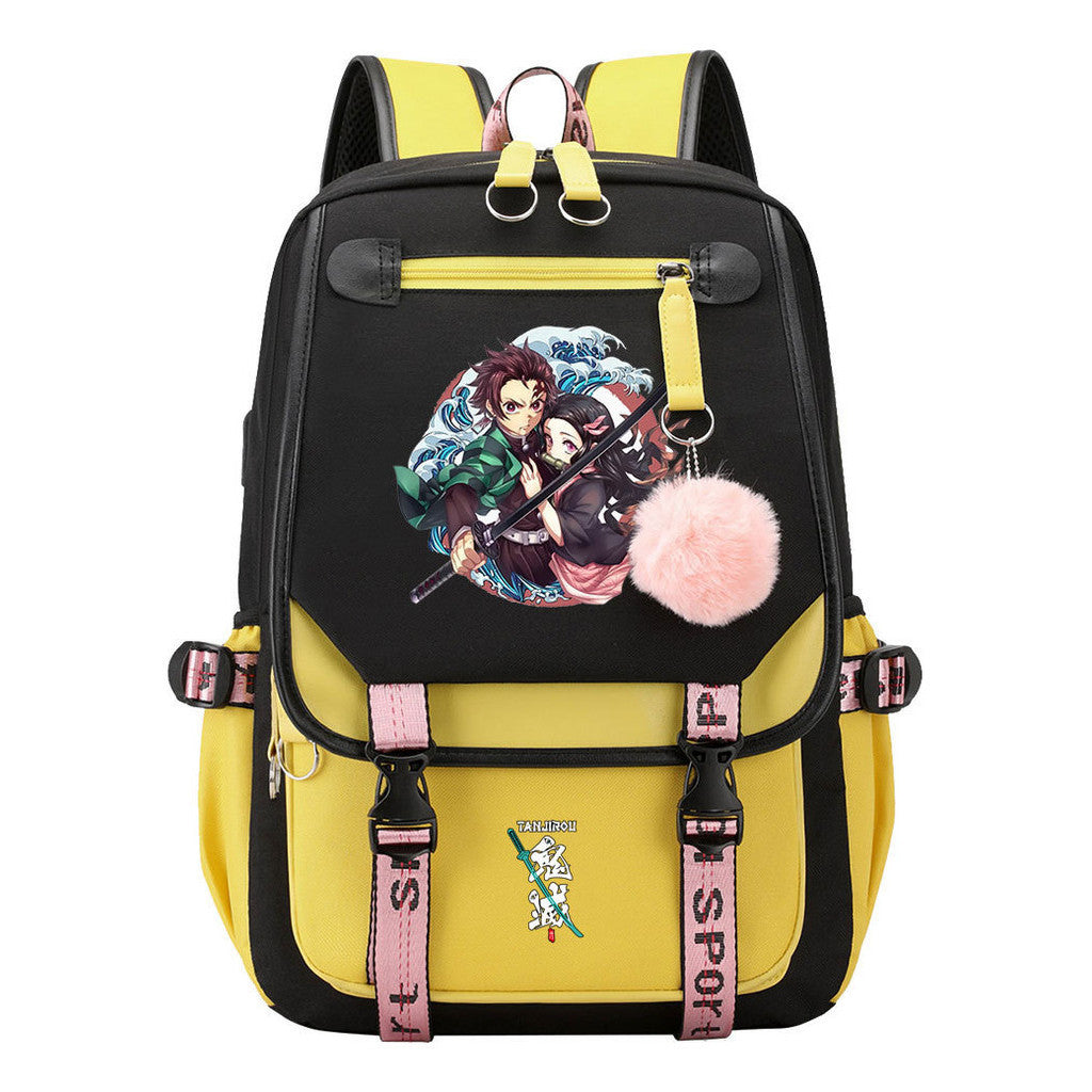 Cartoon Fashion Usb Student Backpack For Boy And Girl, Casual Woven Strap Flip Back Backpack