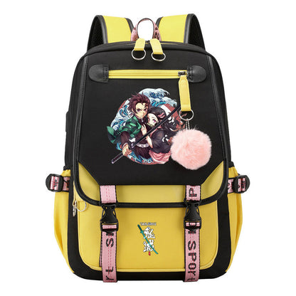 Cartoon Fashion Usb Student Backpack For Boy And Girl, Casual Woven Strap Flip Back Backpack