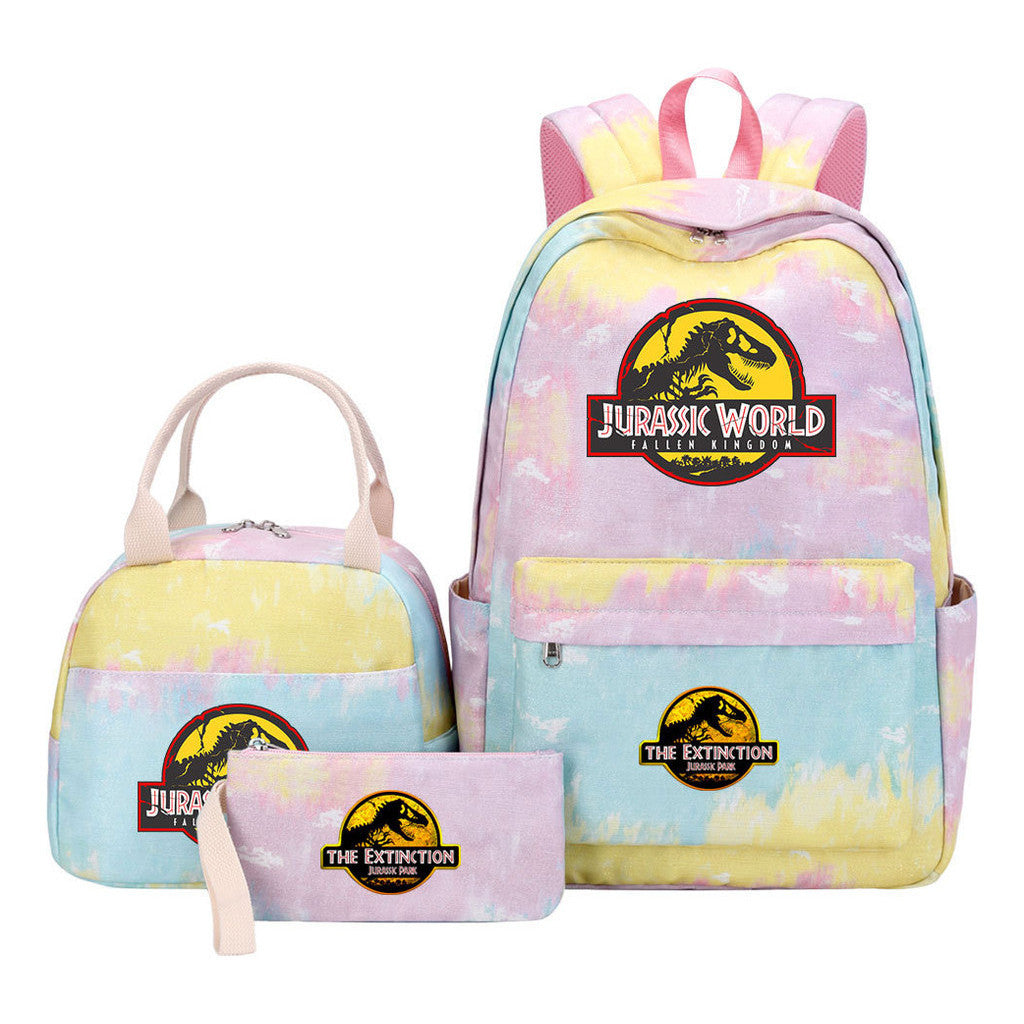 Jurassic Park Dinosaur Youth School Bag Lunch Bag Three Piece Set Backpack Set