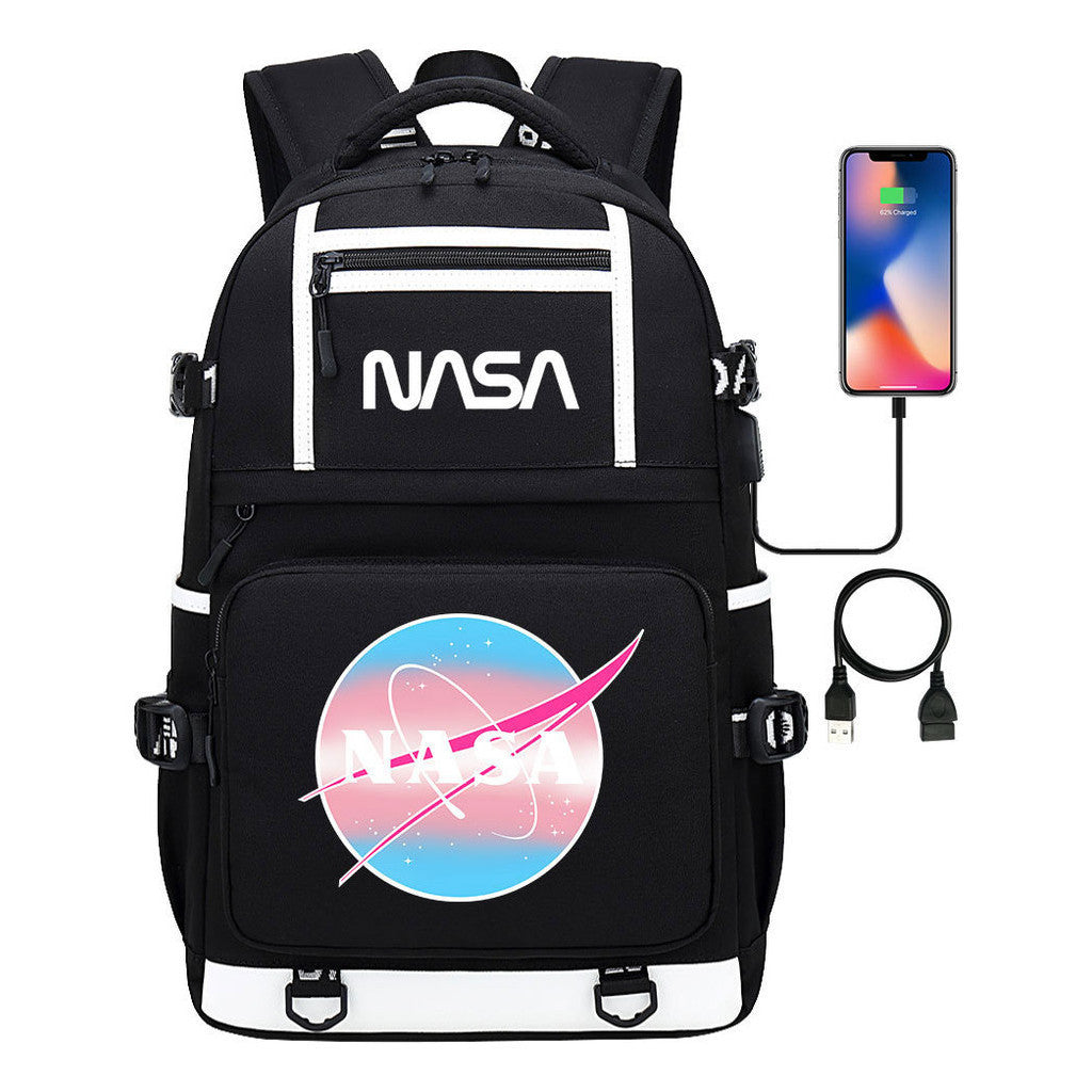 Fashionable Space Printed Usb Student Backpack Backpack Leisure Travel Backpack