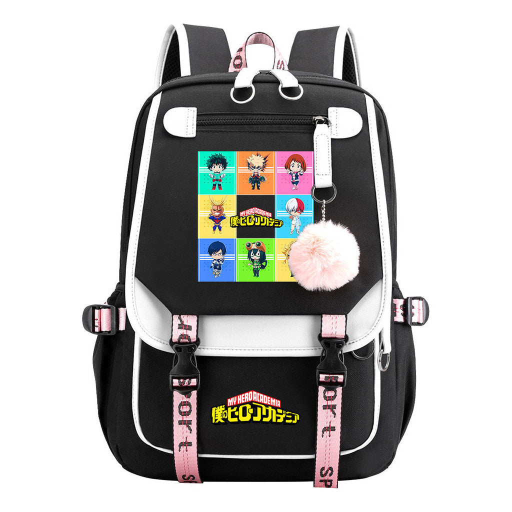 My Heroes Academy Usb Student Backpack, Casual Woven Strap Flip Back Backpack