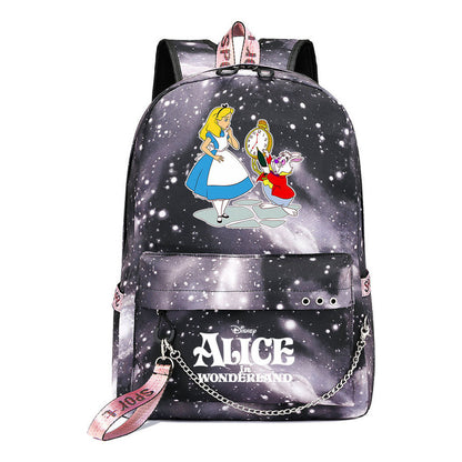 Cheshire Cat Alice's Adventure In Wonderland Youth School Bag Casual Weaving Strap Backpack