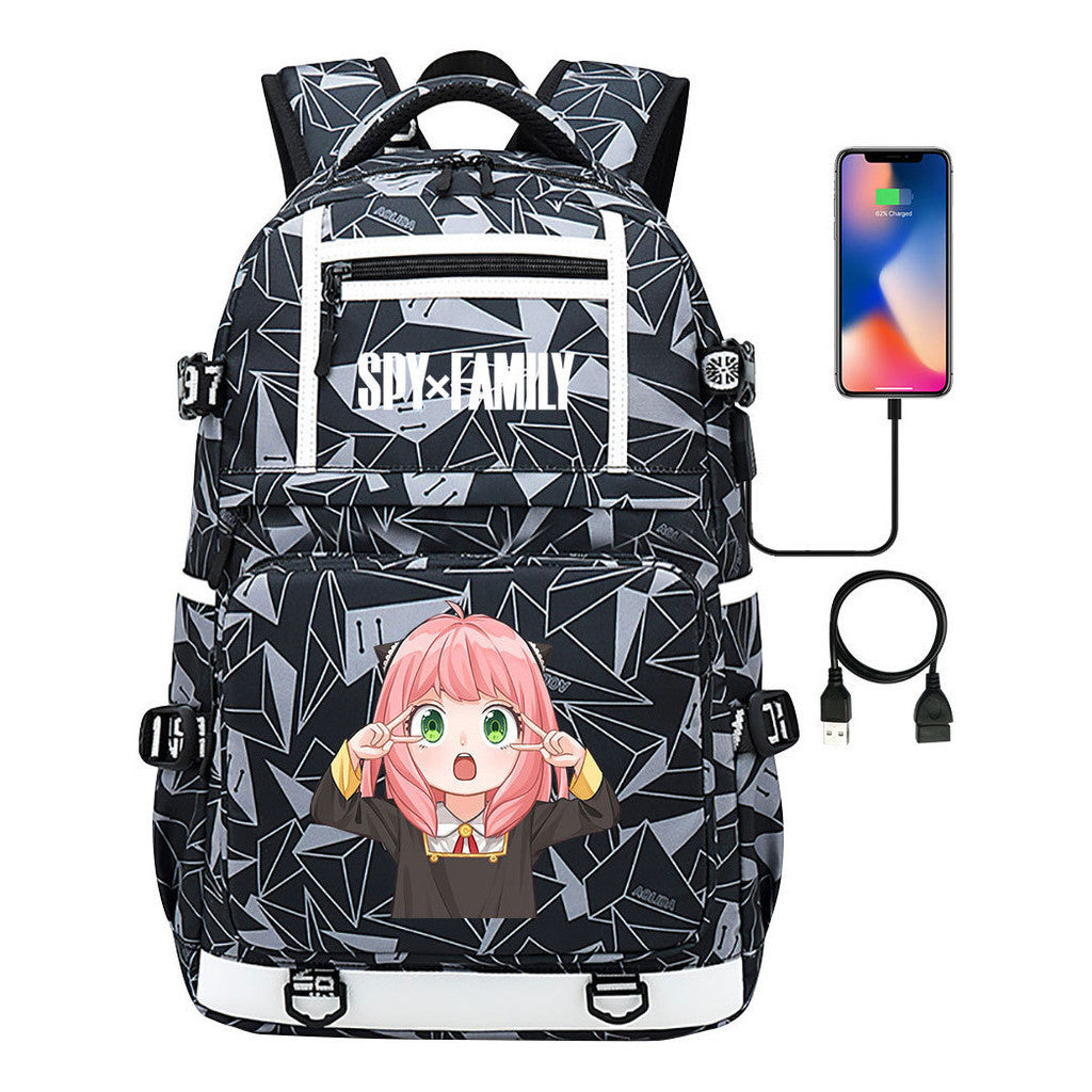 Printed Usb Youth Student Backpack Men's And Women's Backpack Leisure Travel Backpack