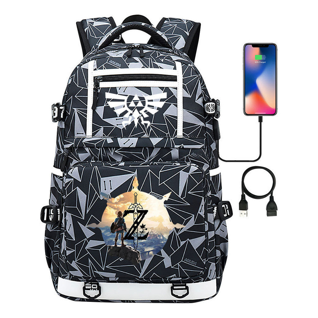 Legend Of Zelda Printed Usb Youth Student Backpack Men's And Women's Backpack Leisure Travel Bag