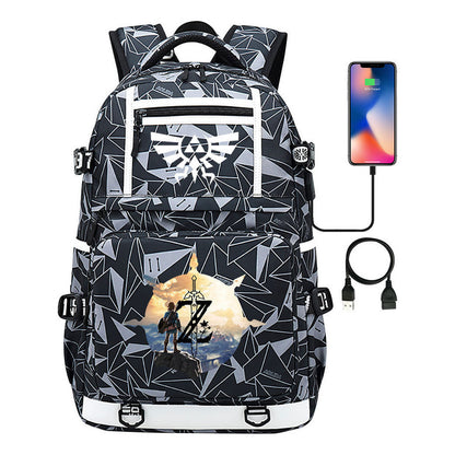 Legend Of Zelda Printed Usb Youth Student Backpack Men's And Women's Backpack Leisure Travel Bag