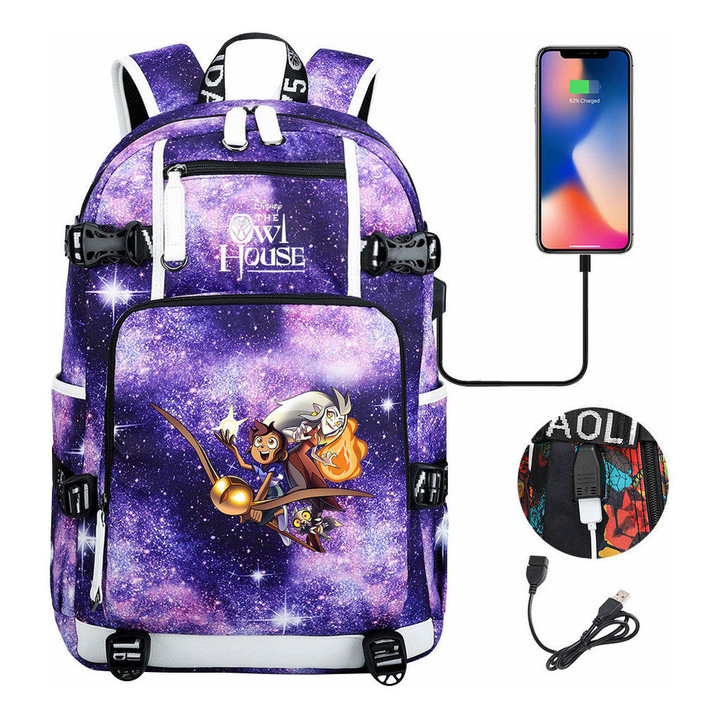 Anime Owl Magic Print Youth Student School Bag Backpack Leisure Travel Backpack