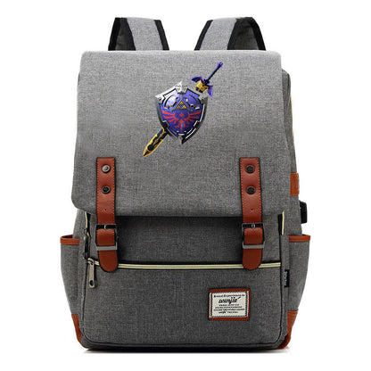 Printed Youth Student Backpack Usb Men's And Women's Casual Backpack