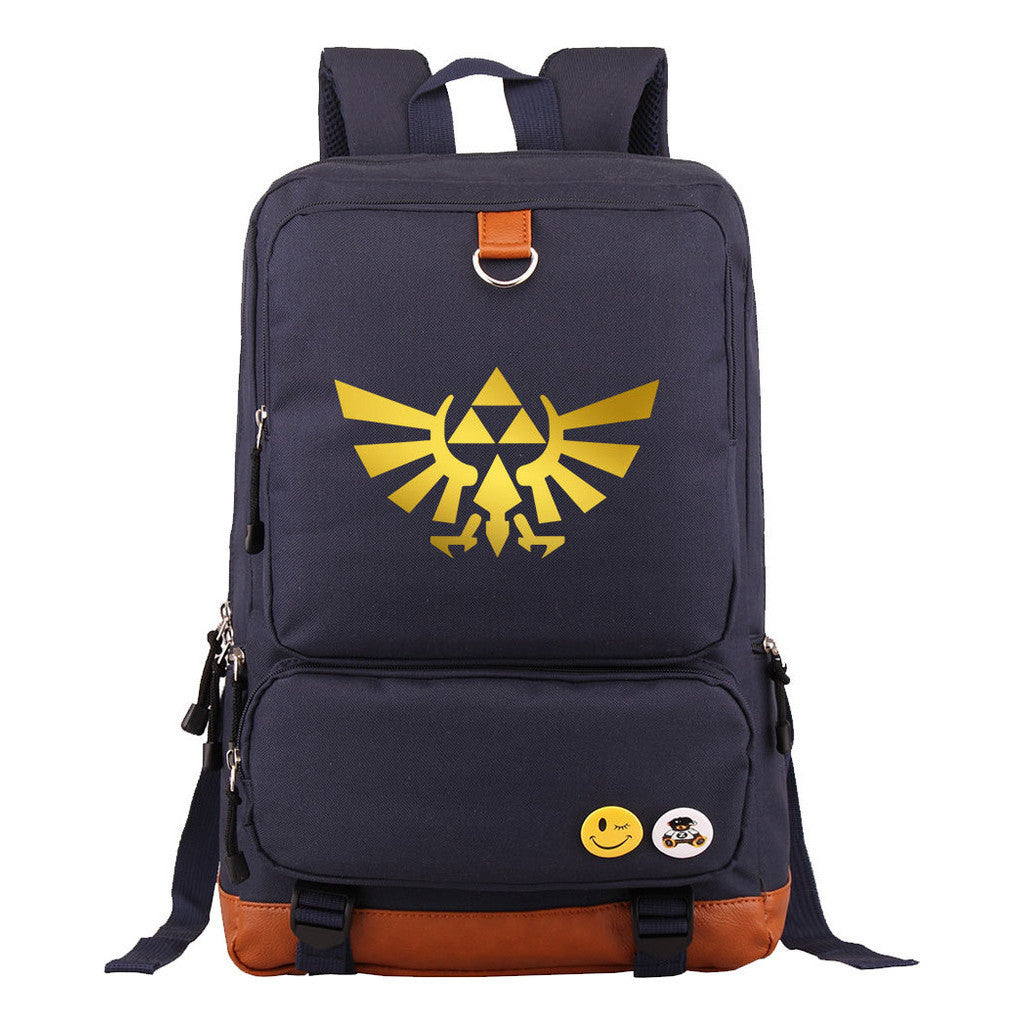 Golden Printed Youth Student Backpack, Travel Bag, Men's And Women's Backpack