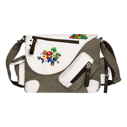 Super Mario Youth Student School Bag Canvas Shoulder Bag Casual Straddle Backpack