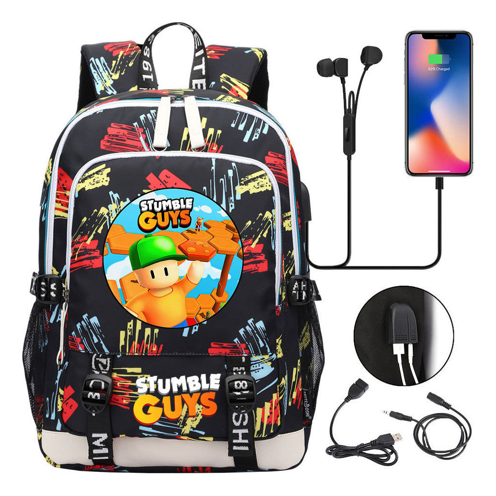 Printed Youth School Bag Usb Casual Backpack Travel Backpack