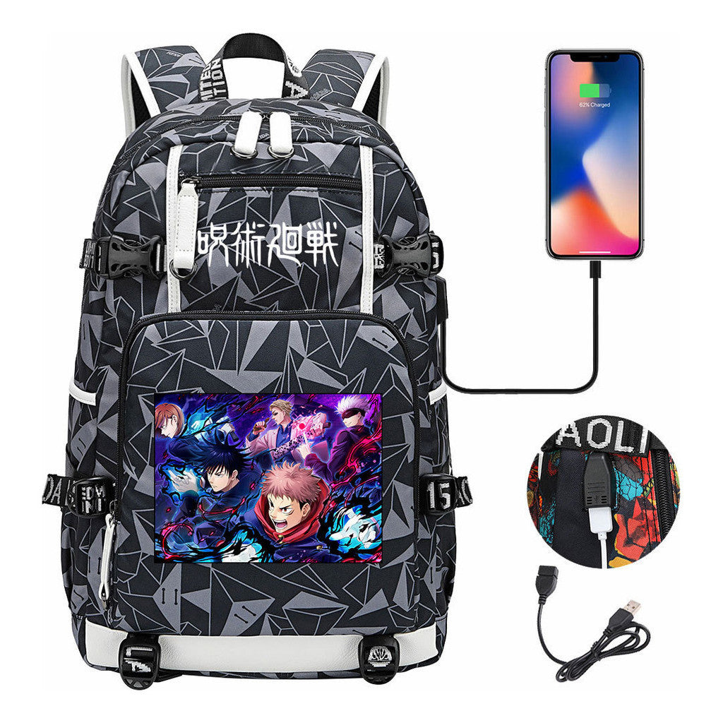 Printed Usb Youth Student Backpack Men And Women's Leisure Large Capacity Travel Backpack