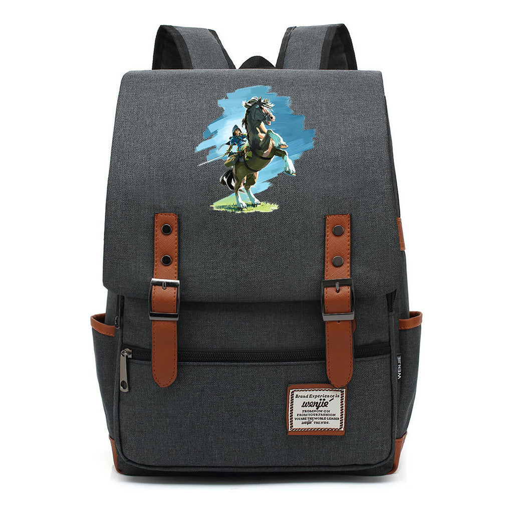 Game Zelda Printed Youth Student Backpack For Men And Women, Casual Belt Buckle, Classic Backpack