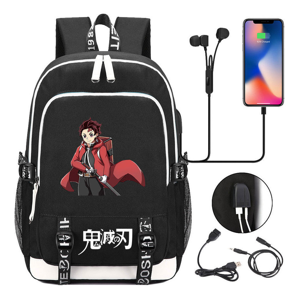 Comic Cartoon Fashion Youth Student Backpack Usb Men's And Women's Casual Backpack