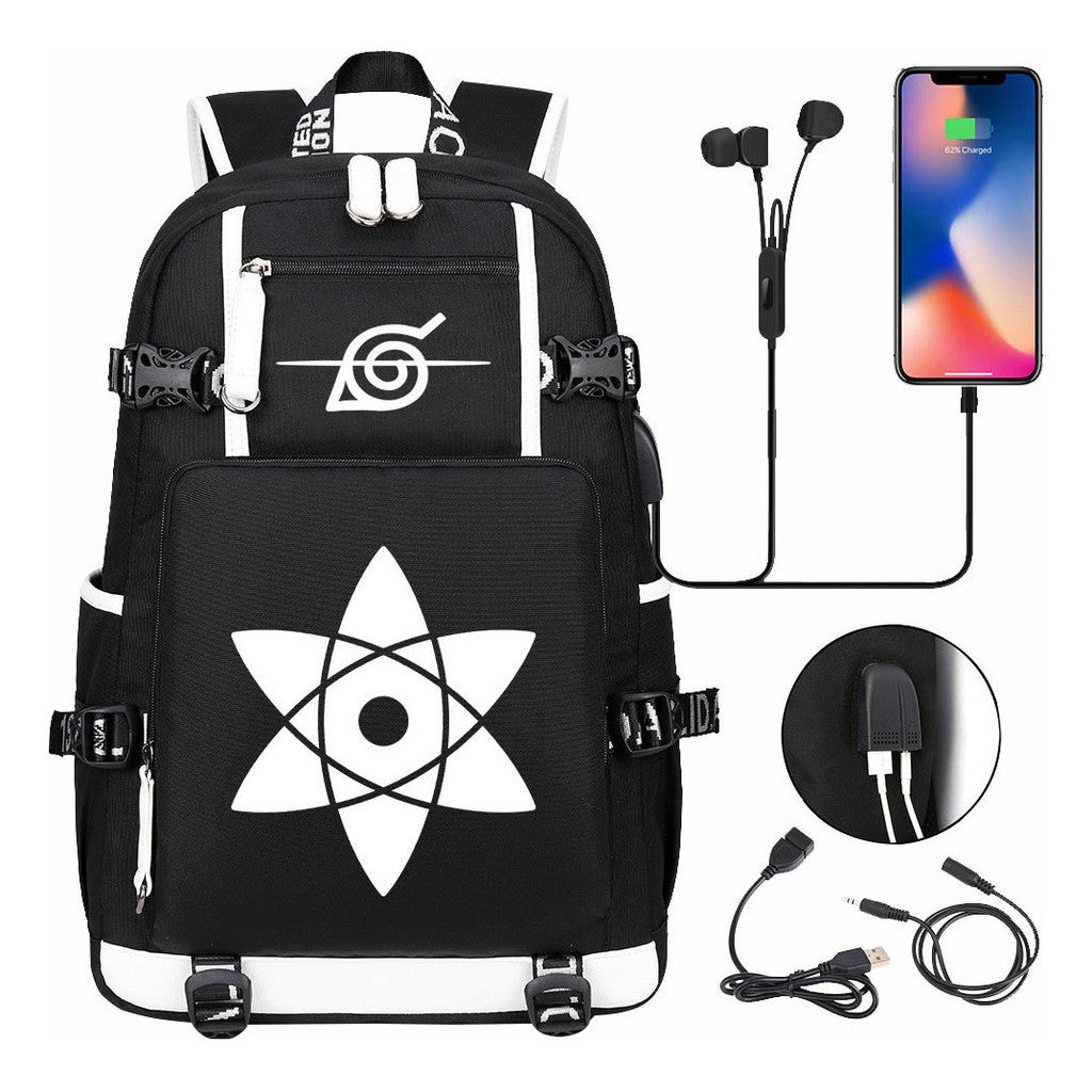 Naruto Usb Large Capacity Youth Student Backpack For Men And Women's Leisure Travel Backpack