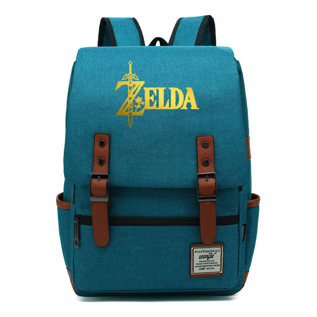 Golden Game Zelda Printed Youth Student Backpack For Men And Women, Casual Belt Buckle, Classic Backpack