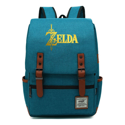 Golden Game Zelda Printed Youth Student Backpack For Men And Women, Casual Belt Buckle, Classic Backpack