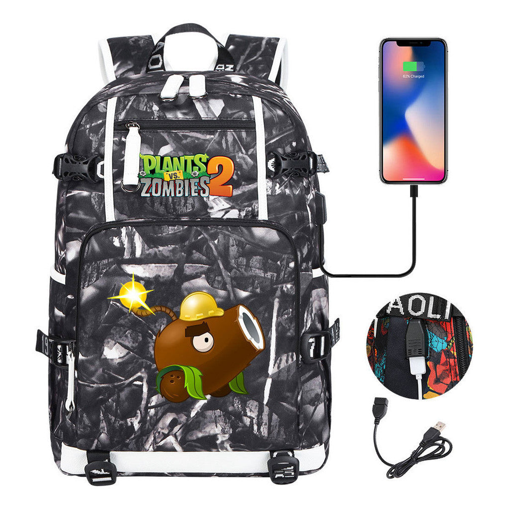 Printed Usb Youth Student Backpack For Men And Women's Leisure Travel Backpack