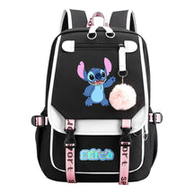 Interstellar Baby Stitch Usb Youth Backpack For Men And Women, Casual Woven Strap Flip Back Backpack