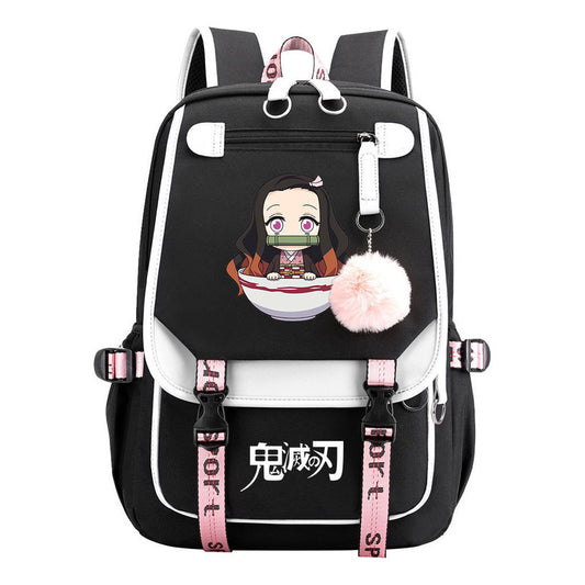 Cartoon Fashion Usb Youth Student Backpack Men's And Women's Leisure Ribbon Flip Backpack