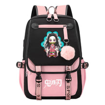 Cartoon Fashion Usb Youth School Bag For Boys And Girls Casual Ribbon Flip Backpack