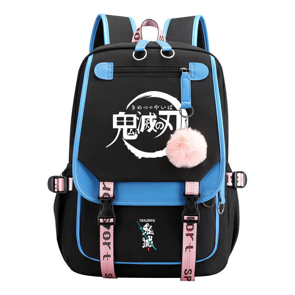 Cartoon Fashion Usb Youth Middle School Backpack For Boys And Girls Casual Woven Strap Flip Back Backpack